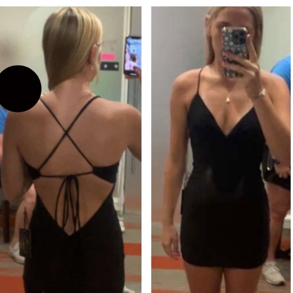 Chic Black Spaghetti Strap Mini Dress